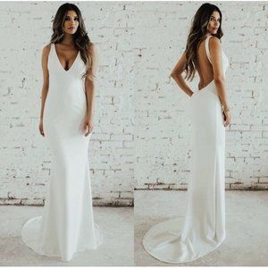 NOEL&JEAN KATIE MAY PALOMA Plunge Back Trumpet Wedding Dress Gown Ivory White 14